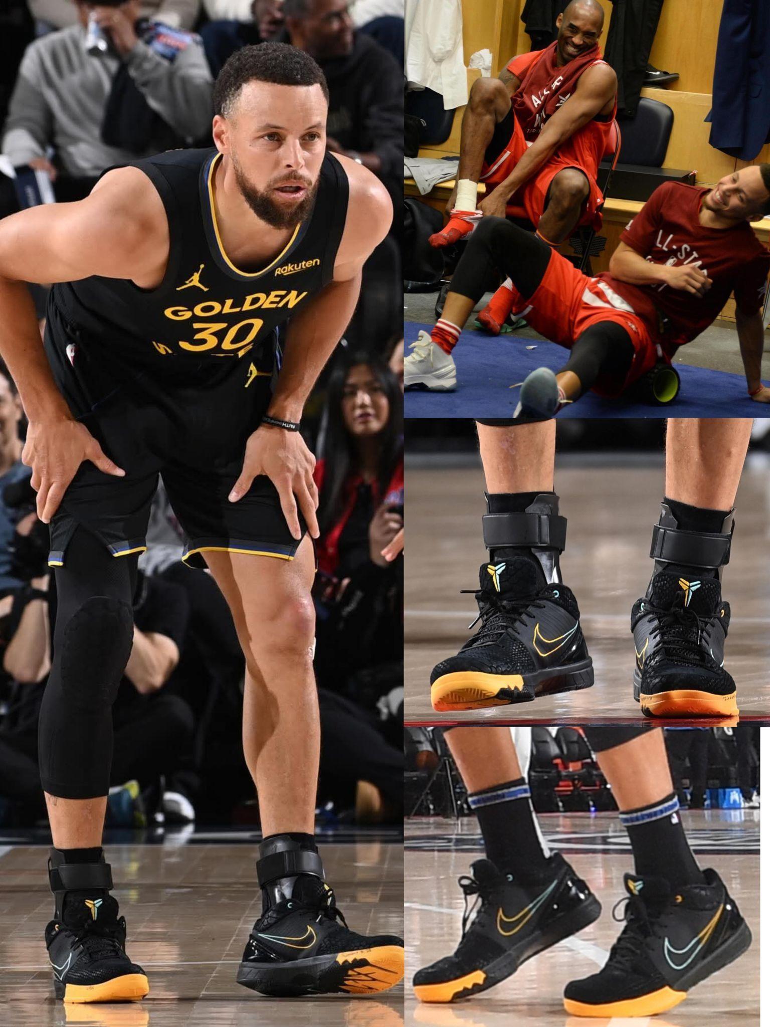 库里上脚!Kobe 4 Protro「Snakeskin」黑黄蛇纹细节太觉了💥